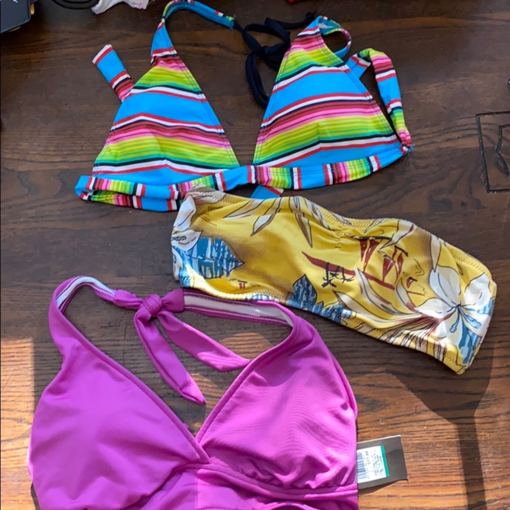 Three bathing suit tops size large.